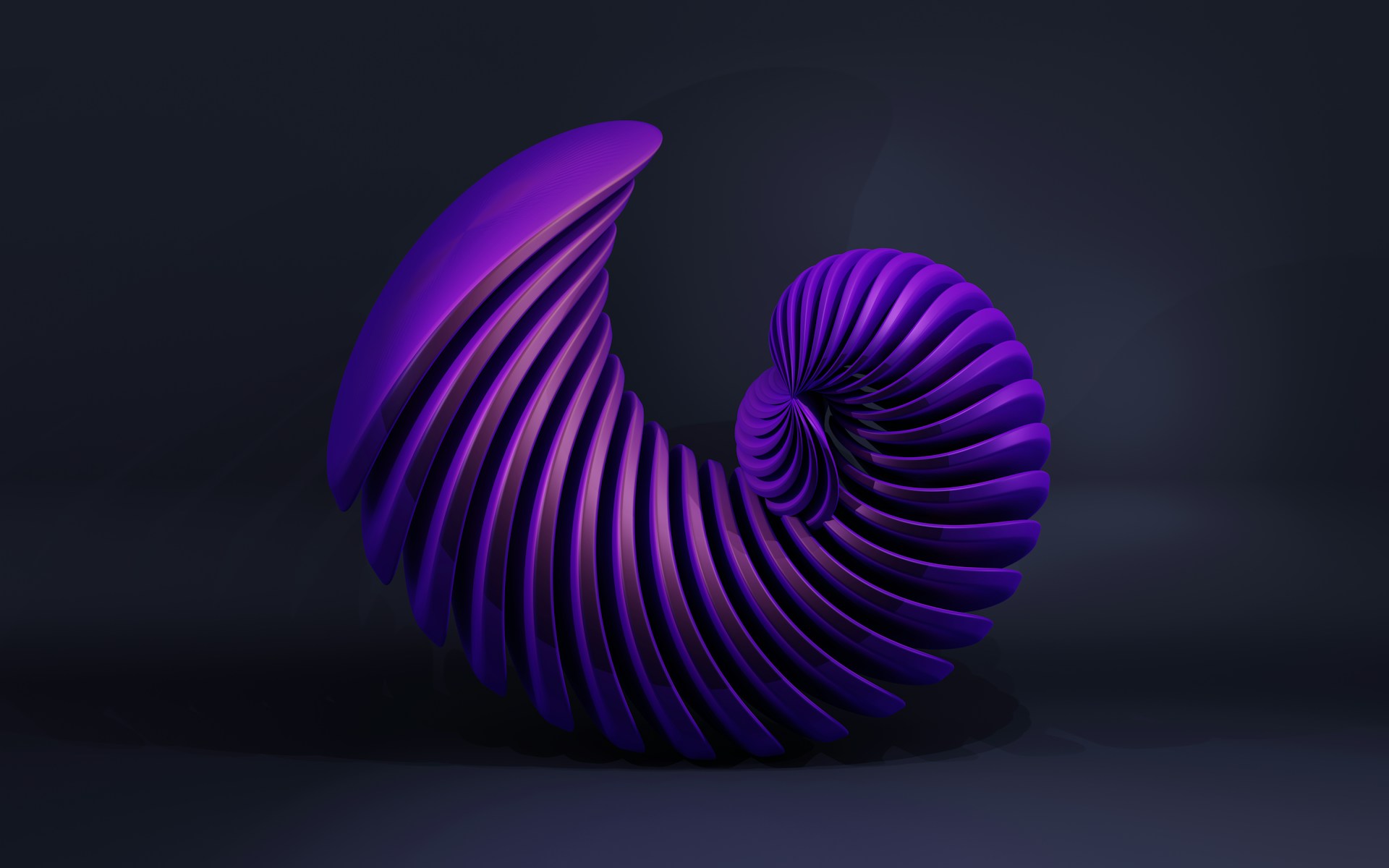 a purple sculpture is shown against a dark background