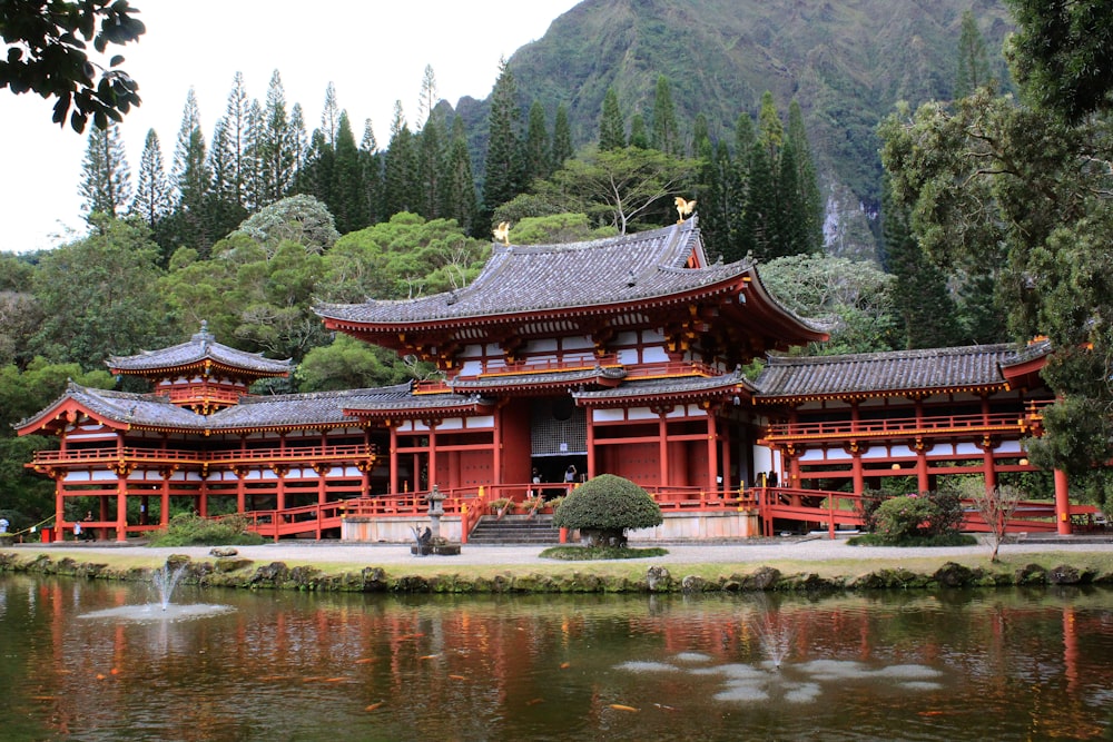 a large building sitting next to a body of water