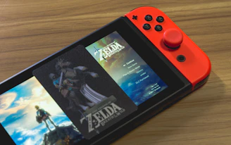 a nintendo switch sitting on top of a wooden table