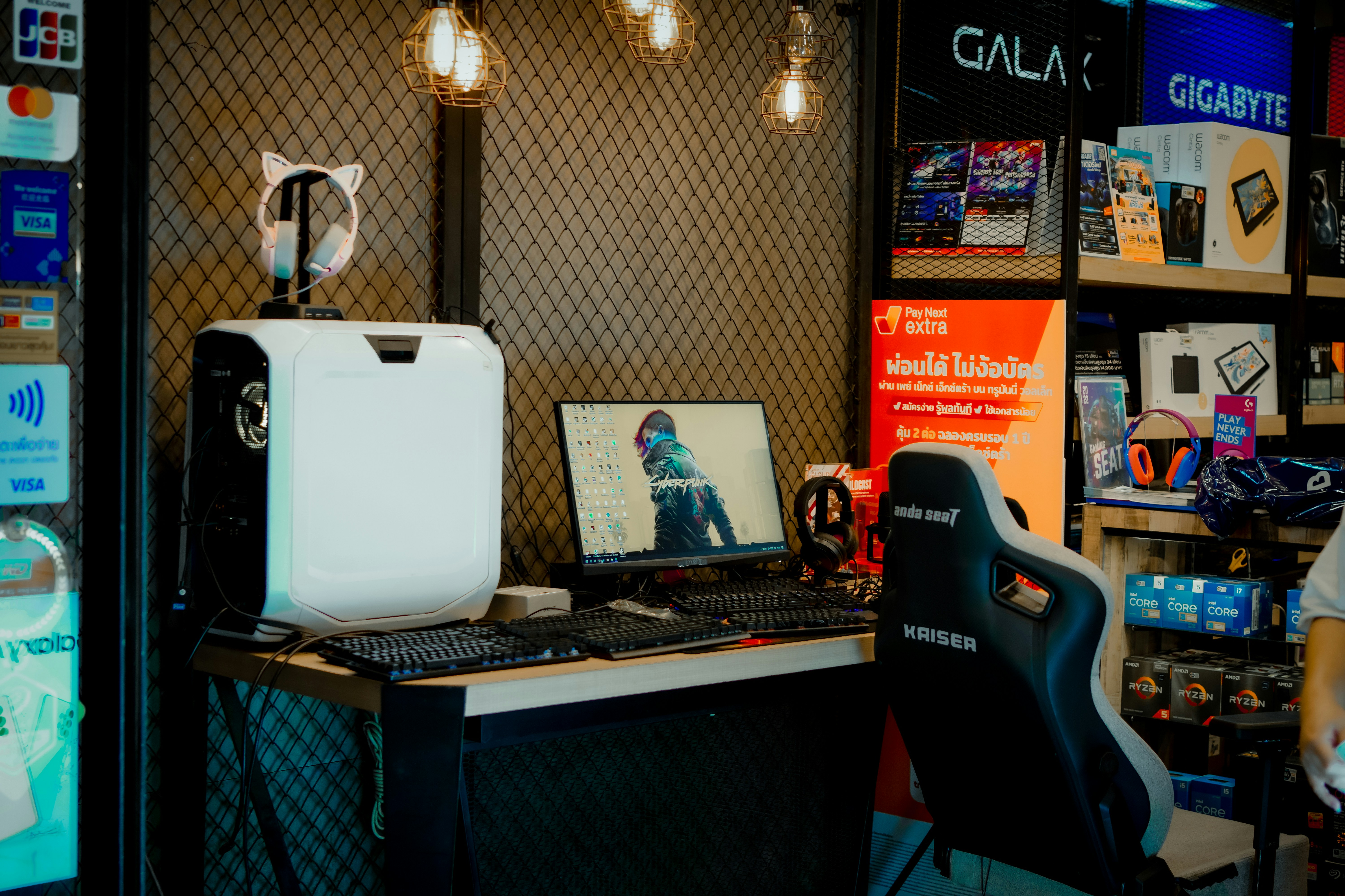 Modern gaming desk setup