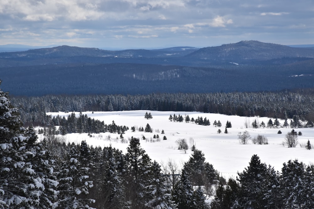 a view of a snow covered mountain range