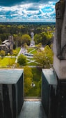 An outdoor view of the university campus during spring.