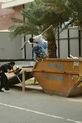 An aerial shot of multiple dumpster rides at an event.