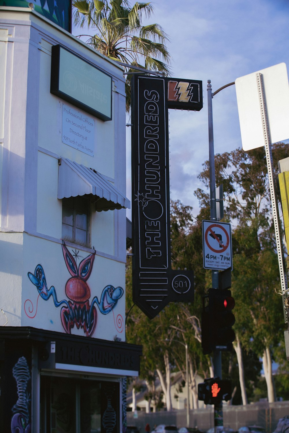 a building with a sign on the side of it