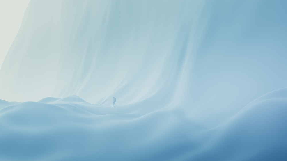 a blurry photo of a person standing in the middle of the ocean