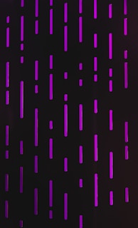 Vertical and horizontal purple neon lines are arranged on a dark background, resembling digital rain or futuristic code patterns.