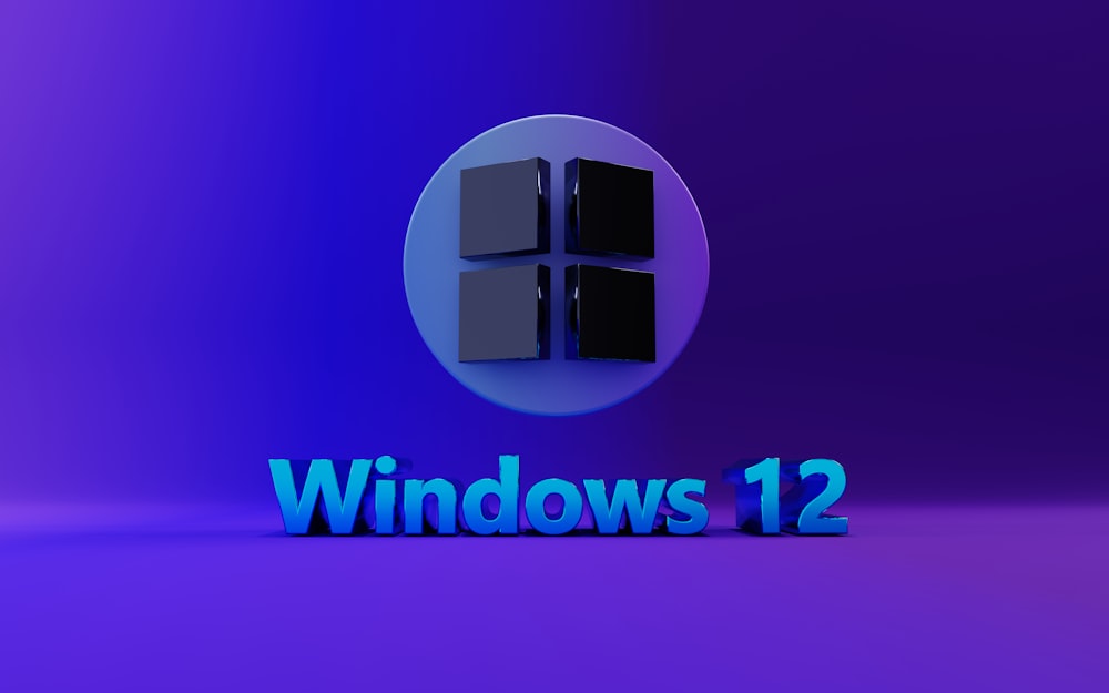 a purple and blue background with the words windows 12