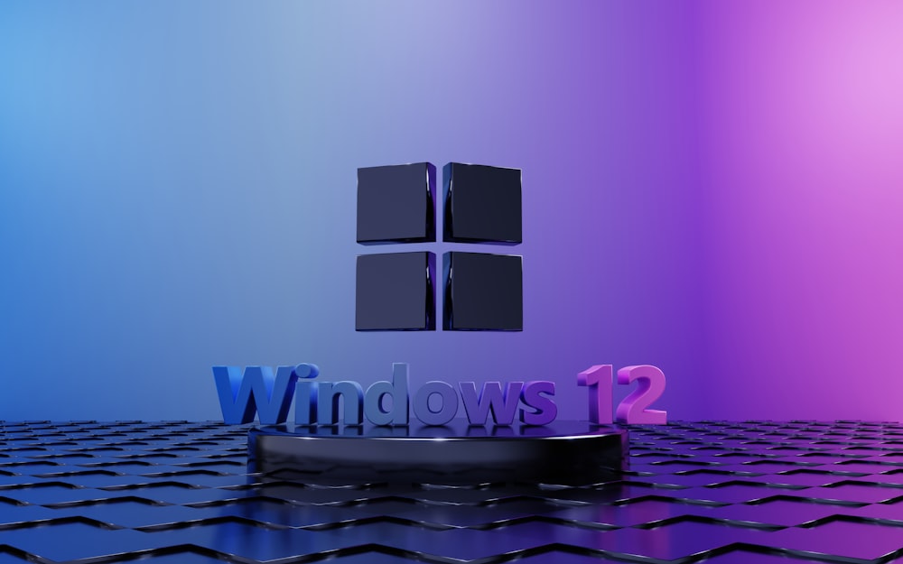 a purple and blue room with windows 12 on the wall