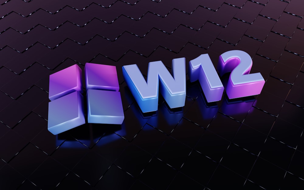 a 3d rendering of the word swi2 on a black background