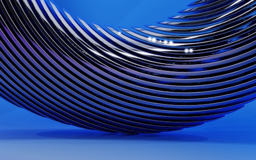 Brushed metal texture background with electric blue neon lines symbolizing data transmission.