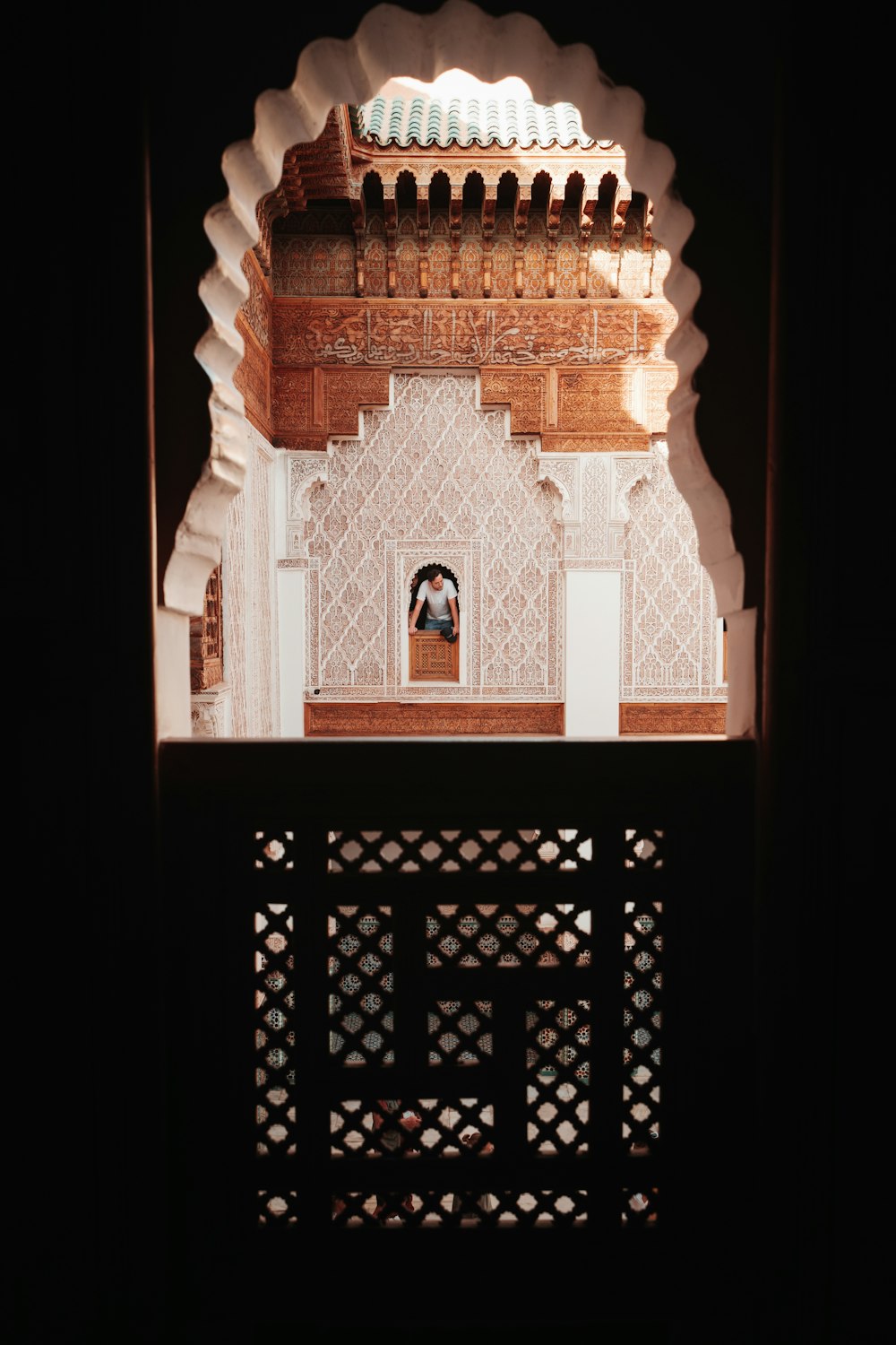 a view of a building through a window