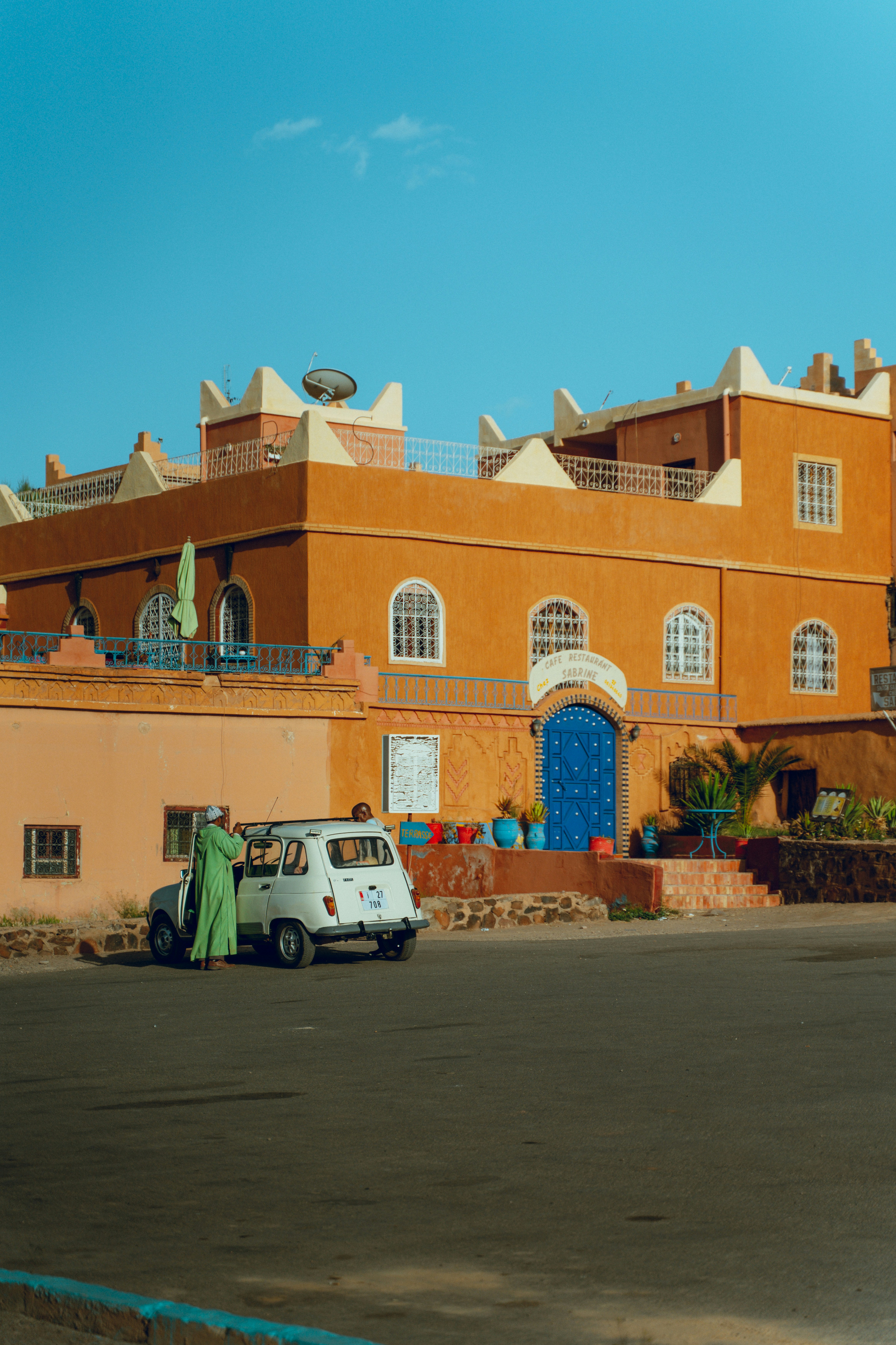 Traditional architecture against a backdrop of urban settings in Morocco
