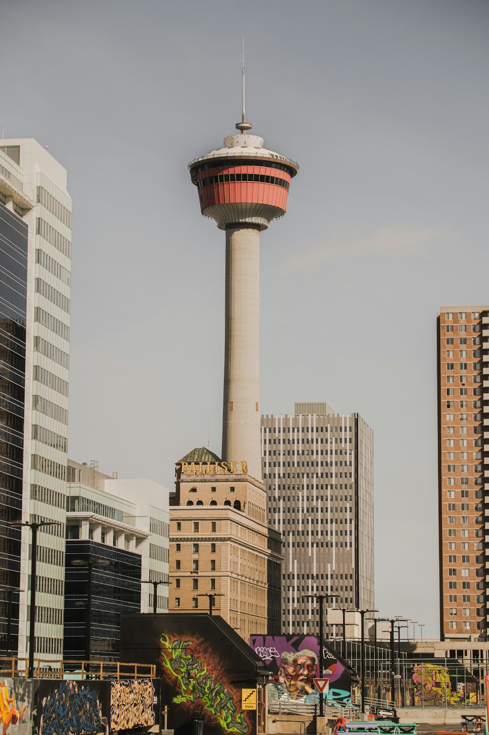 a tall tower in the middle of a city