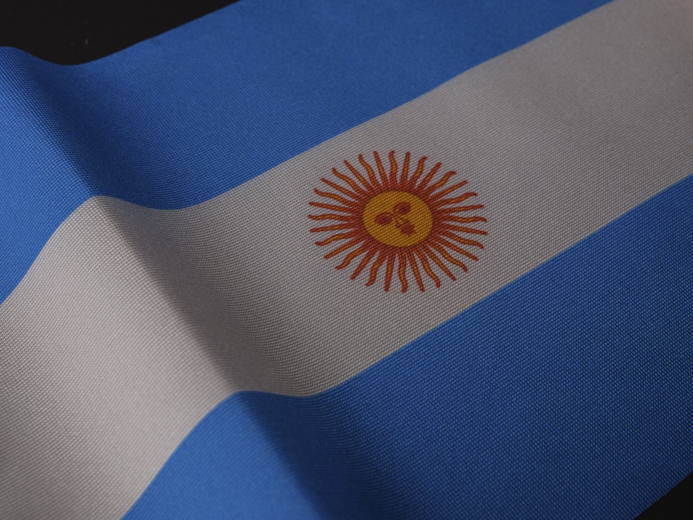 a close up of a flag of the country of argentina
