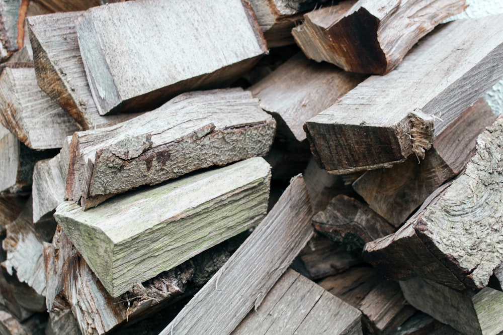 a pile of wood that is stacked on top of each other