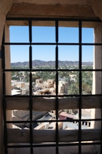 a view of a city through a window