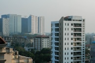 a view of a city from a high rise building