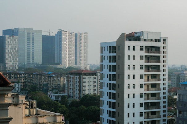a view of a city from a high rise building
