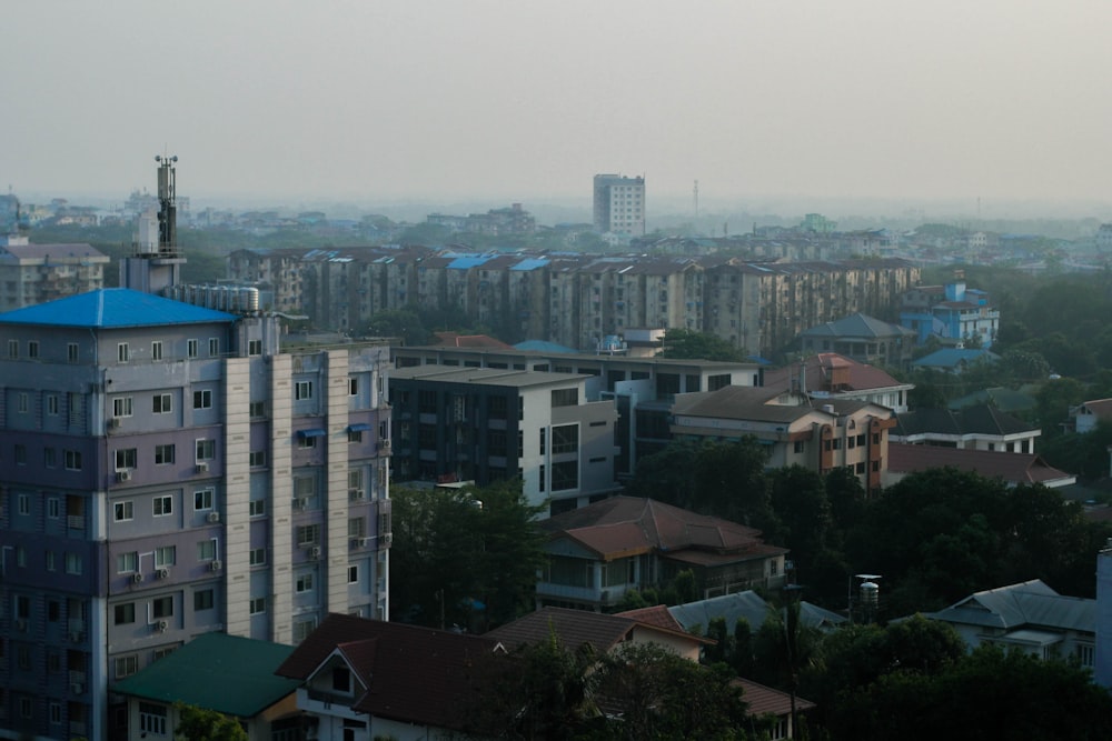 a view of a city with lots of tall buildings