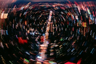 A dynamic visualization of tectonic plates shifting beneath a glowing cityscape, symbolizing transformative business change.