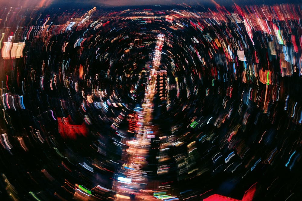 a very long exposure of a city street at night