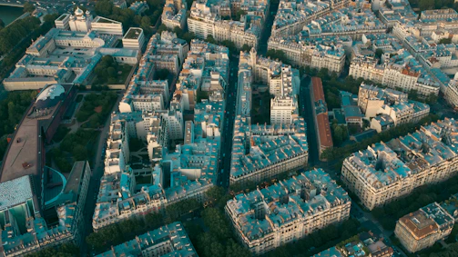 A detailed satellite map highlighting urban development zones with layered GIS data overlays