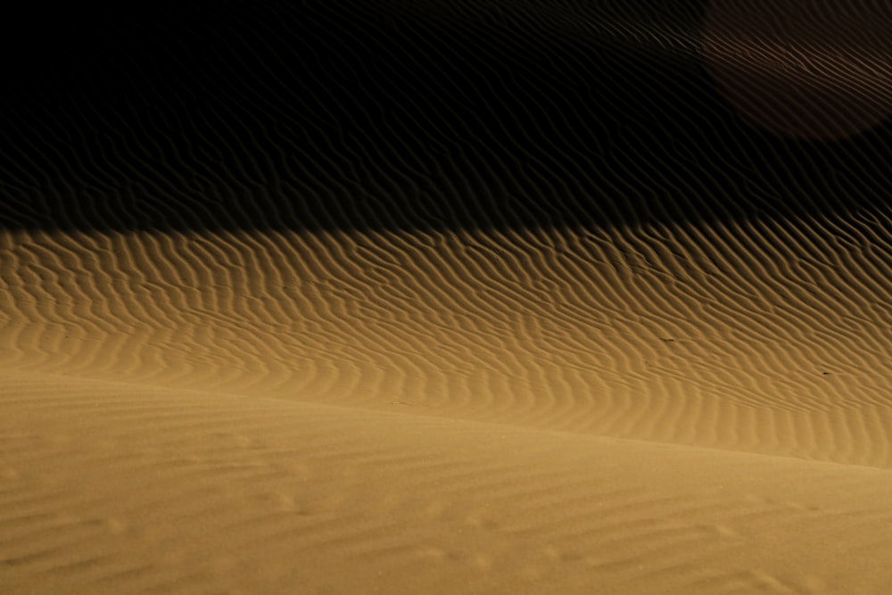 a person riding a surfboard on top of a sandy beach