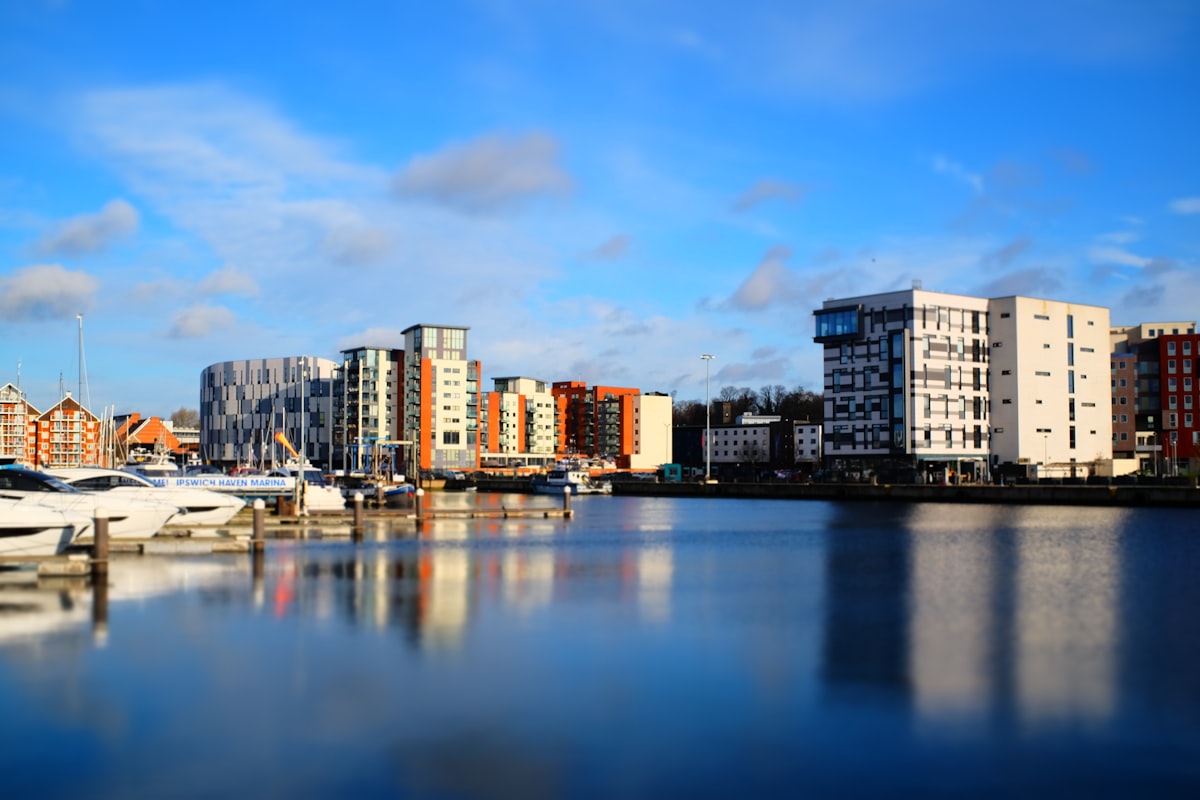The Ipswich Waterfront marina and historic dock in Ipswich, Suffolk