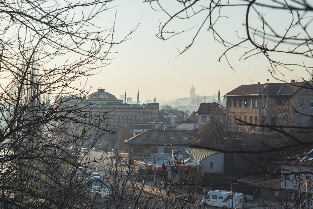 a view of a city from a distance