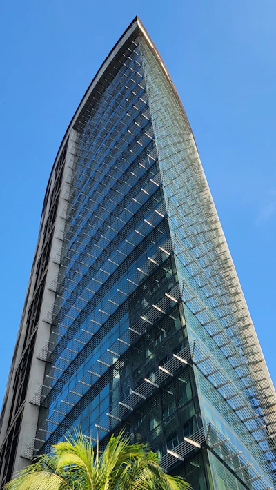 a very tall building with many windows on it