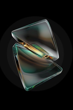 A sleek, floating geometric 3D object softly illuminated with deep magenta edge lighting against a pure black background.