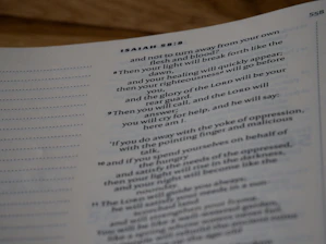 A close-up of an open Bible with Isaiah 55:1 highlighted, symbolizing invitation and hope.
