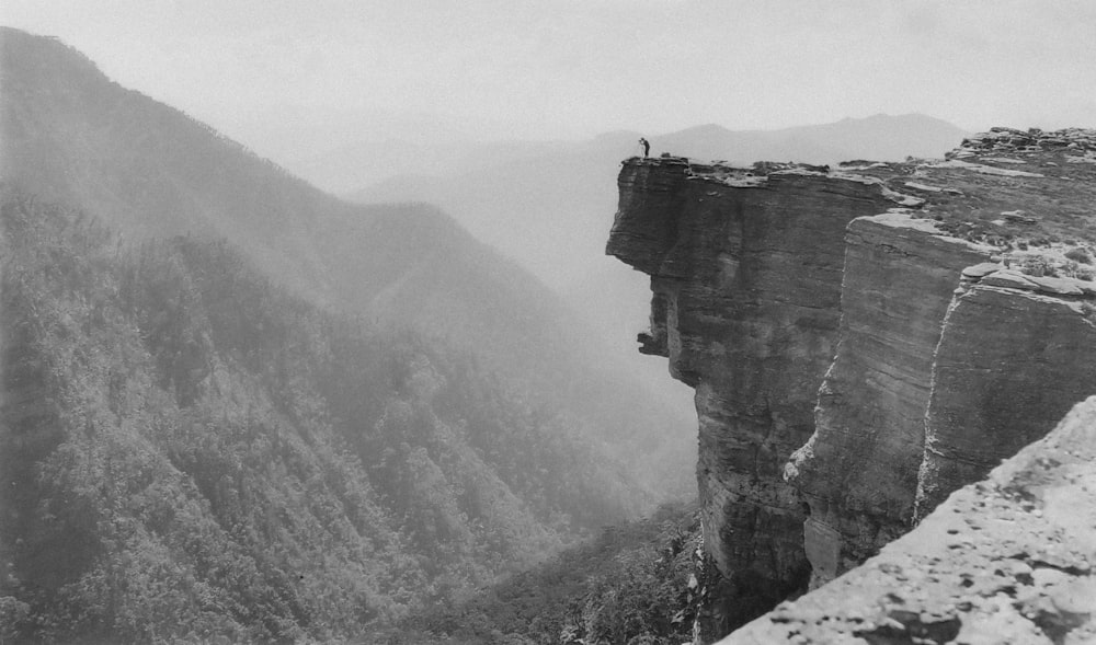 a man standing on the edge of a cliff