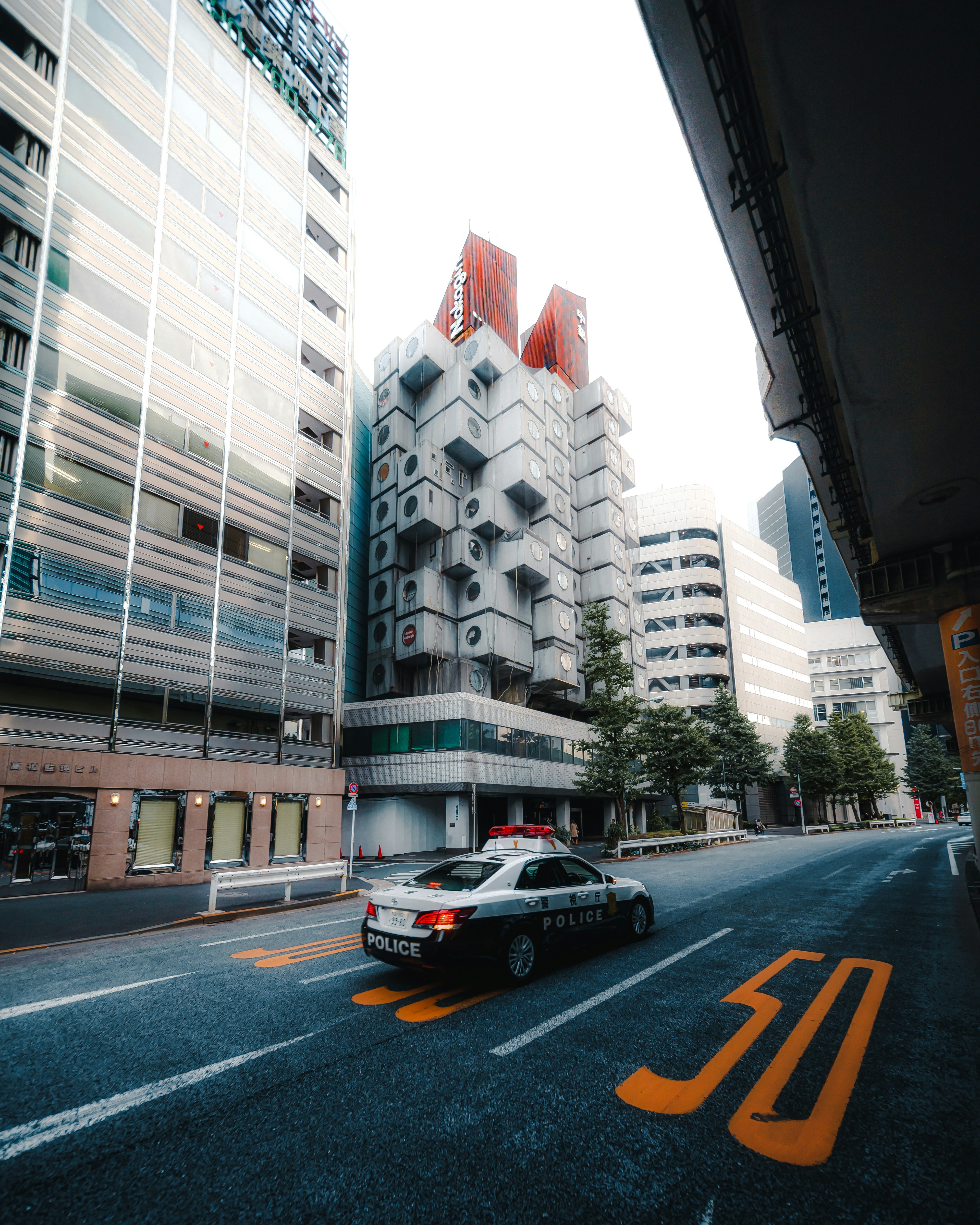 An unique capsule hotel and the street