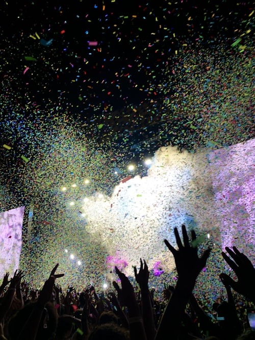 Confetti falling at a live show