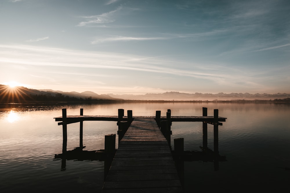 a dock that is sitting in the water