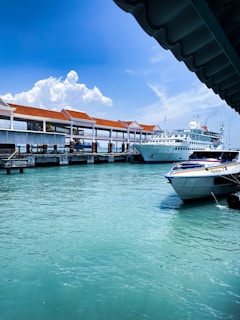 several boats docked at a pier in the water