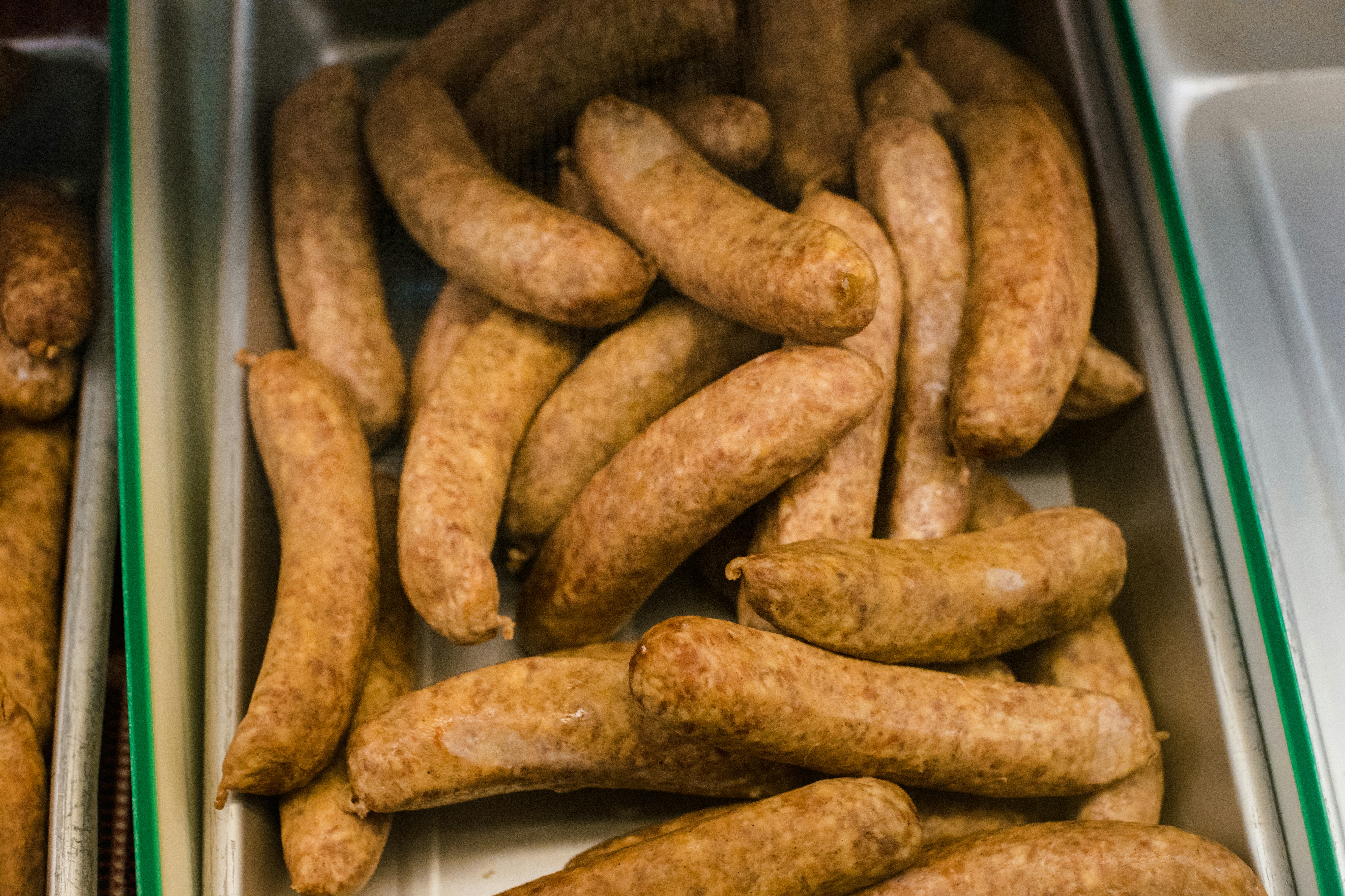 a close up of a bunch of food in a container