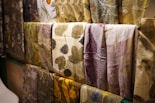 Textile swatches arranged to highlight neutral tones and organic patterns.