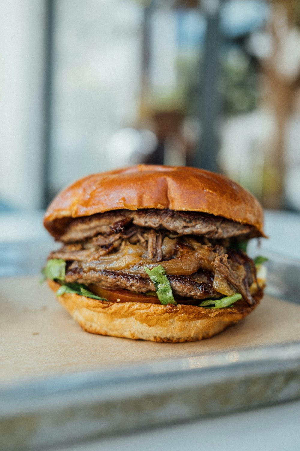 a close up of a sandwich on a tray