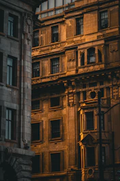 Architectural blueprint spread across a construction site, bathed in burnished gold light.