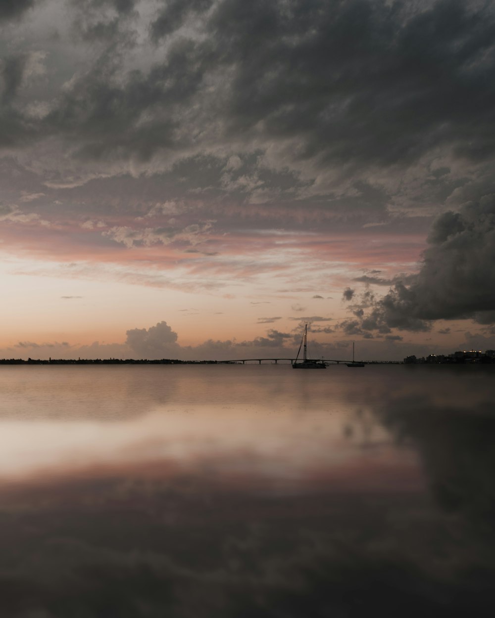 a large body of water under a cloudy sky