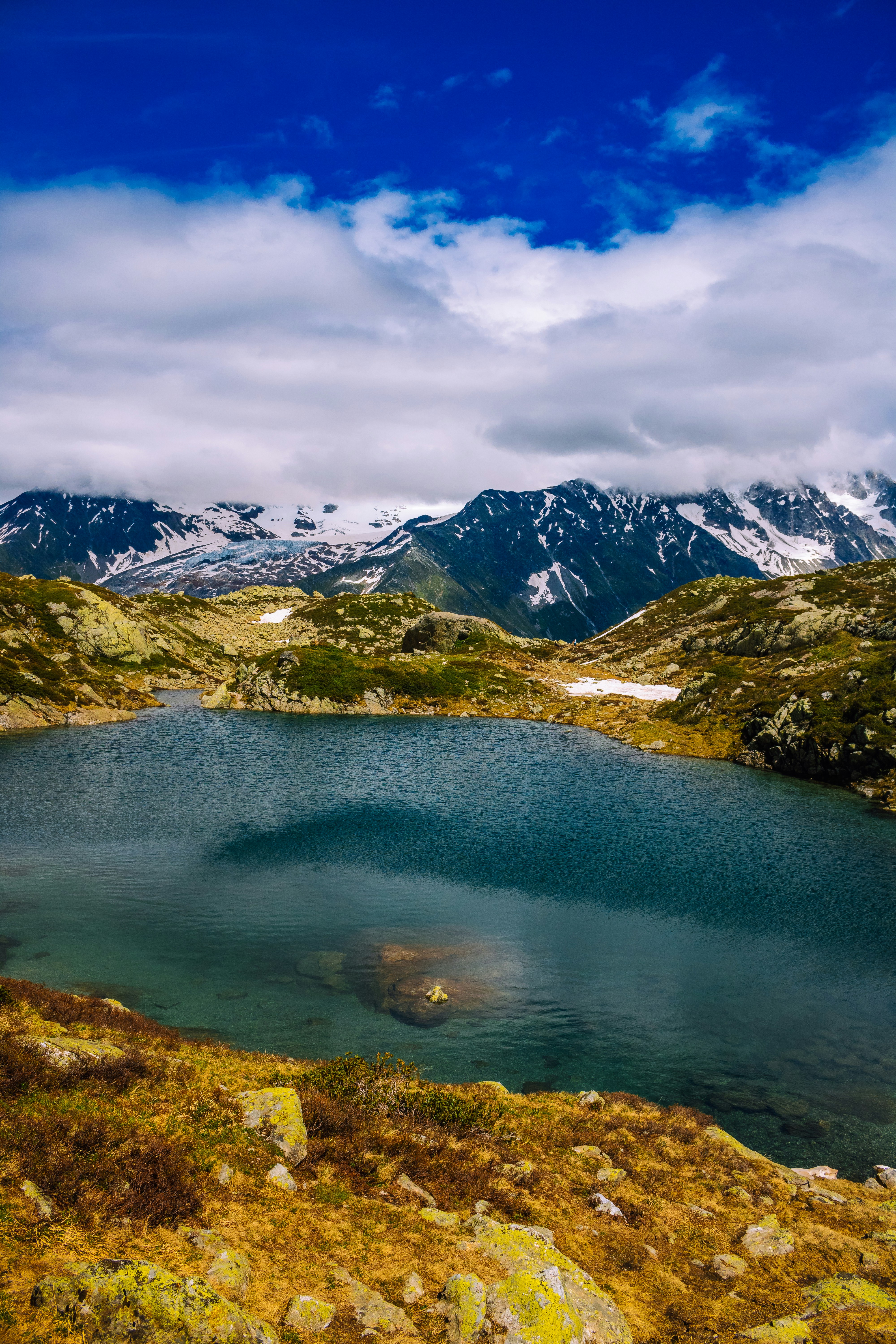 a large body of water surrounded by mountains