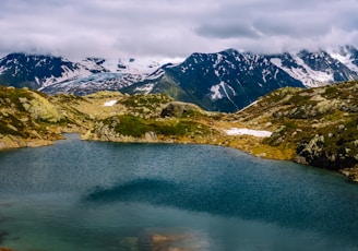 a large body of water surrounded by mountains