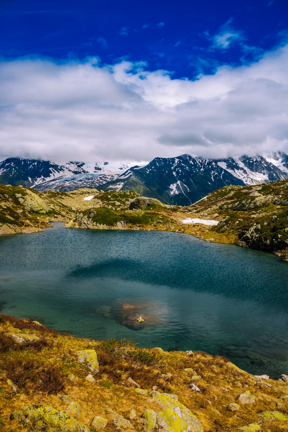 a large body of water surrounded by mountains