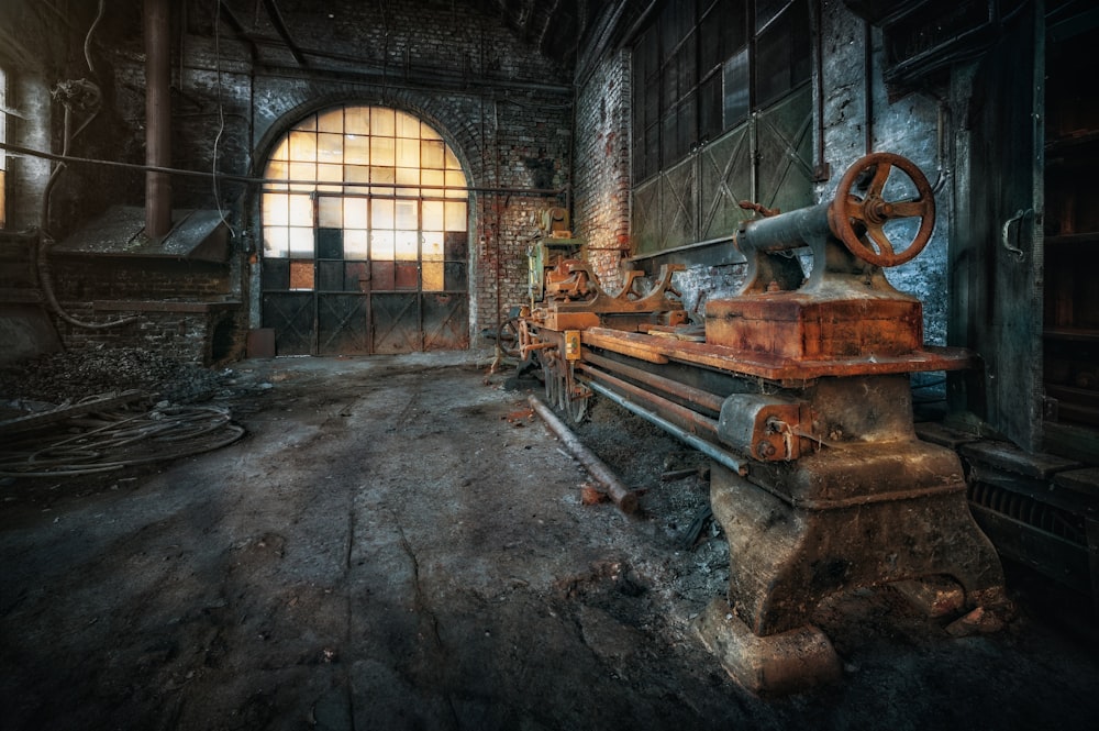 a large machine in a very old building