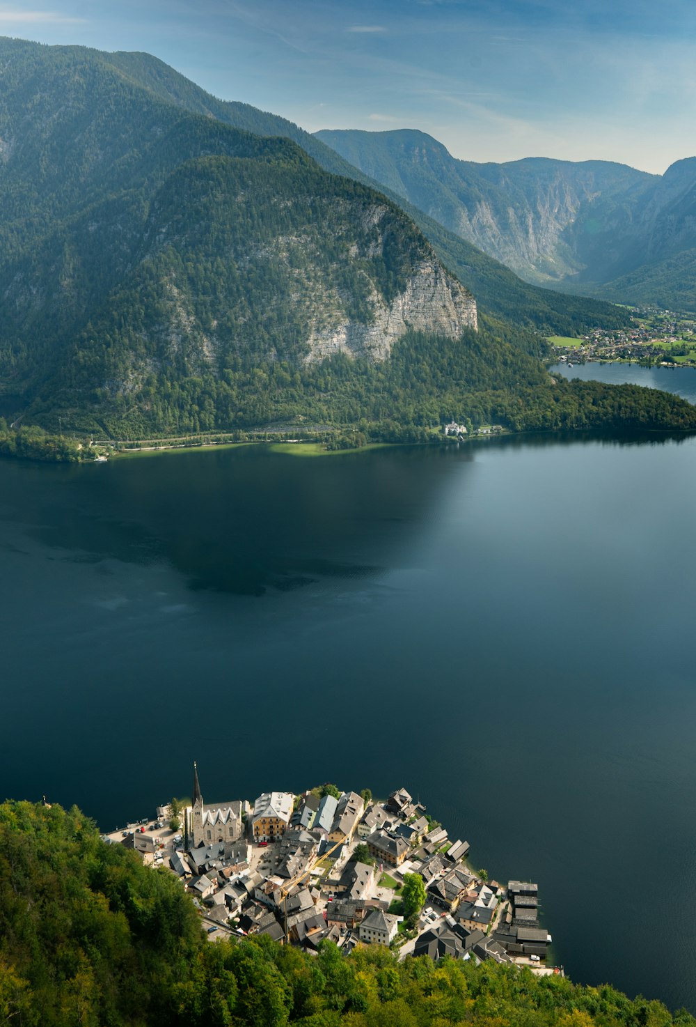 a large body of water surrounded by mountains