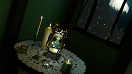 A serene tarot card spread illuminated by soft candlelight in a cozy room.
