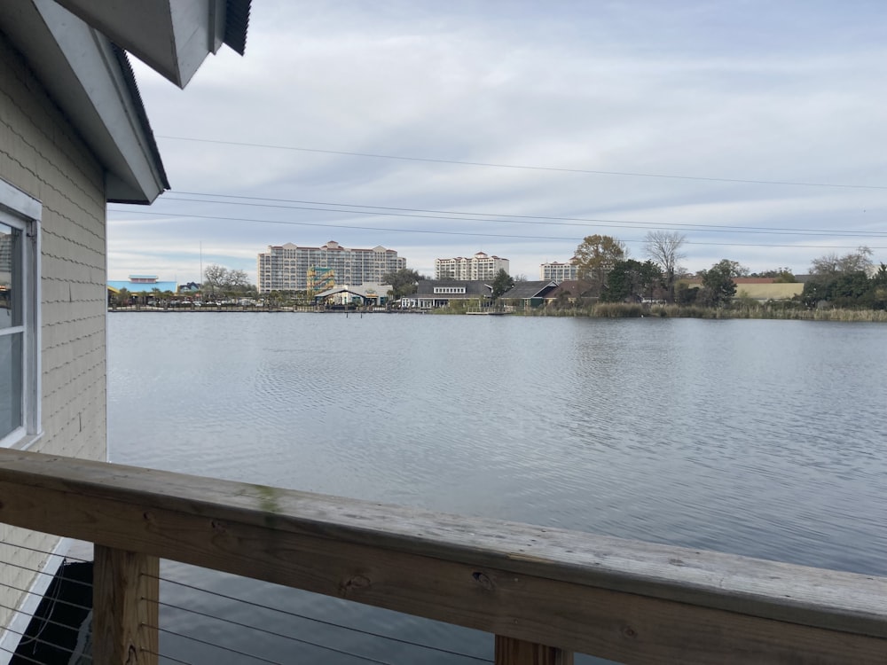 a view of a body of water from a deck