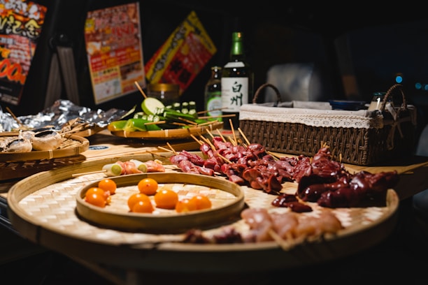 A selection of fresh zabiha halal meats displayed on a wooden table.